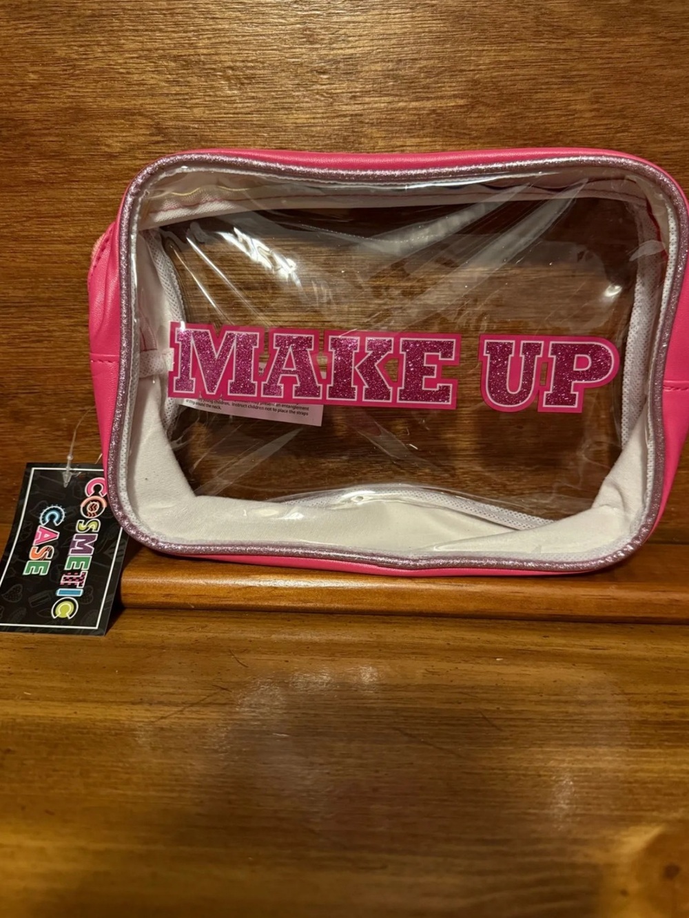 Pink "MAKE UP" Clear Cosmetic Bag
